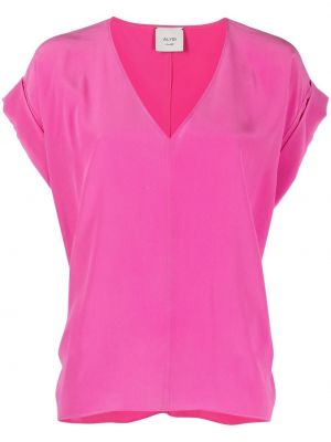 Копринена блуза с v-образно деколте Alysi розово