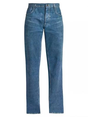 Кожаные джинсы с карманами Bottega Veneta синие