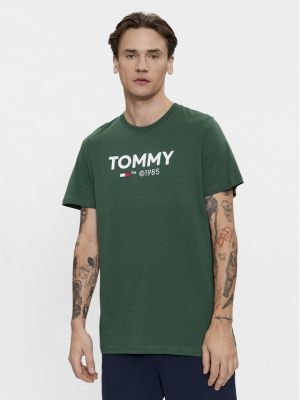 Тениска slim Tommy Jeans зелено