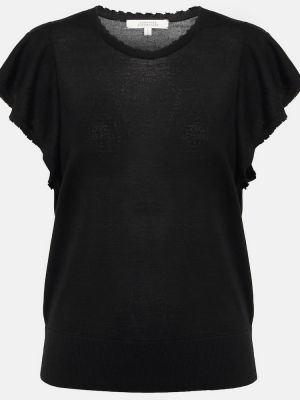Hedvábné vlněné tričko Dorothee Schumacher černé