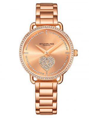 Женские часы-браслет из нержавеющей стали золота 38 мм Stuhrling розового