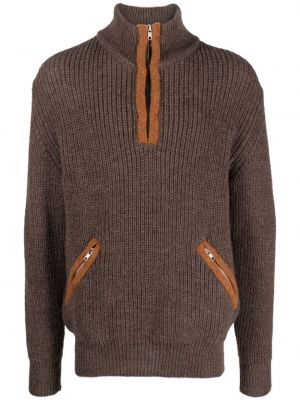 Пуловер с цип Ranra кафяво