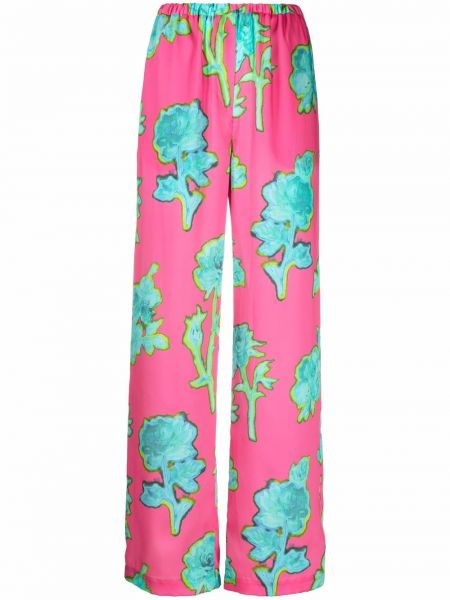 Pantalones rectos de flores con estampado Msgm rosa