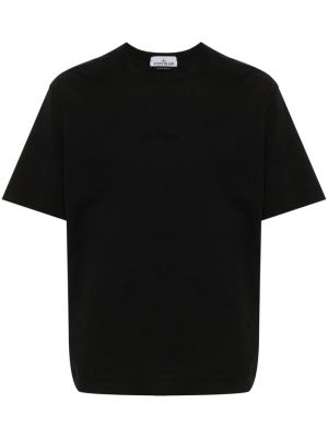 Medvilninis siuvinėtas marškinėliai Stone Island juoda