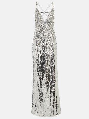 Rochie midi din poliester elegante Carolina Herrera - argintiu