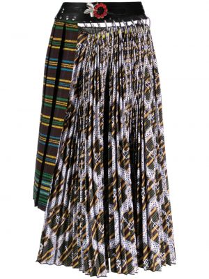 Πλισέ ασύμμετρη midi φούστα με σχέδιο Chopova Lowena μαύρο