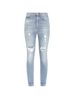 Jeans skinny a vita alta distressed slim fit Dolce & Gabbana blu