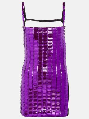 Платье мини с пайетками The Attico фиолетовое