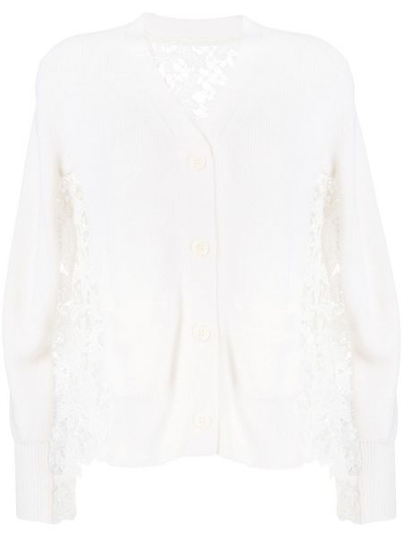 Brodert cardigan med blonder Sacai hvit