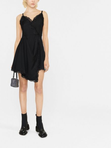 Krajkové asymetrické mini šaty Alexander Mcqueen černé