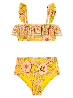 Bikini med mönster i blommigt med volang för tjejer Zimmermann Kids