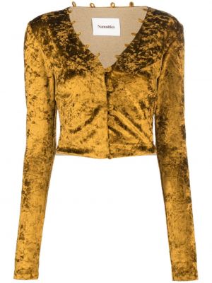 Aksamitna bluzka Nanushka żółta