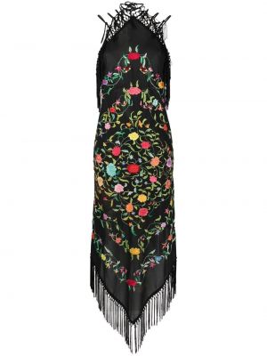 Koktejl obleka s cvetličnim vzorcem Conner Ives črna