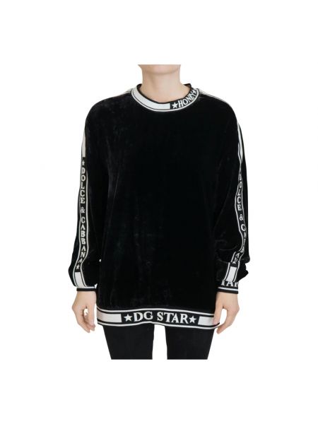 Samt sweatshirt mit rundhalsausschnitt Dolce & Gabbana schwarz