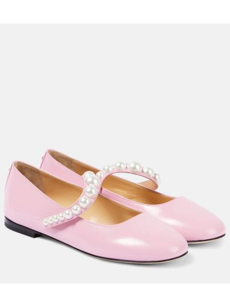 Mary jane pumps med pärlor i läder Mach & Mach rosa