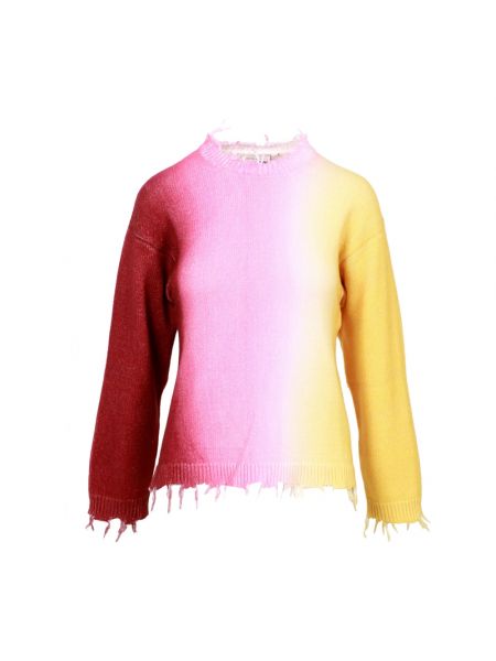 Sweter z frędzli bawełniany z dekoltem w serek Semicouture