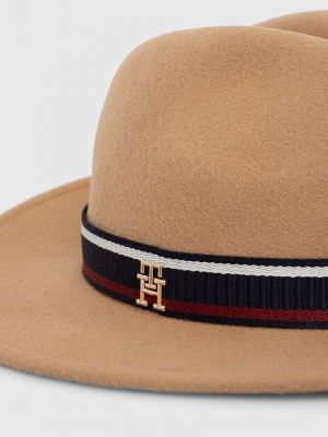 Vlněný klobouk Tommy Hilfiger béžový