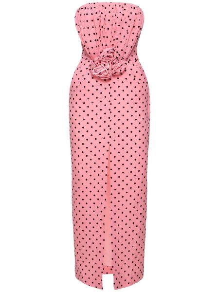 Копринена рокля на точки Alessandra Rich розово
