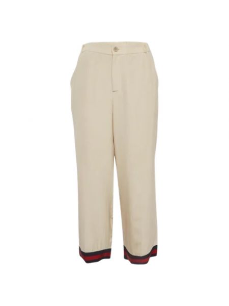 Jedwabne spodnie retro Gucci Vintage beżowe