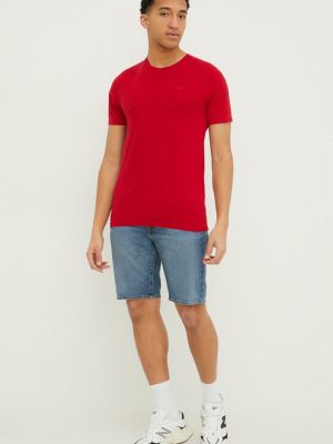 Koszulka bawełniana Hollister Co. czerwona