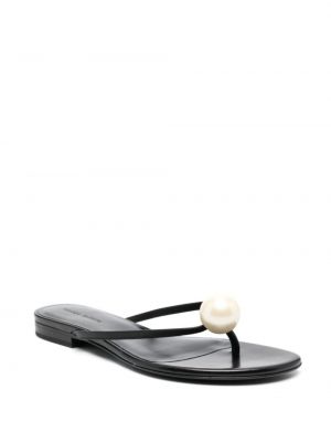Kožené sandály s perlami Magda Butrym černé