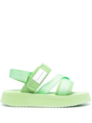 Sandale cu platformă Calvin Klein Jeans verde