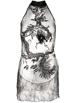 Mini šaty s flitry z nylonu bez rukávů Kim Shui - černá