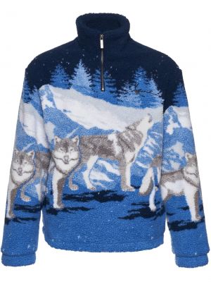 Меланжов пуловер Karl Kani синьо