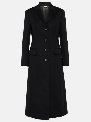 Шерстяное однобортное пальто Gucci черное