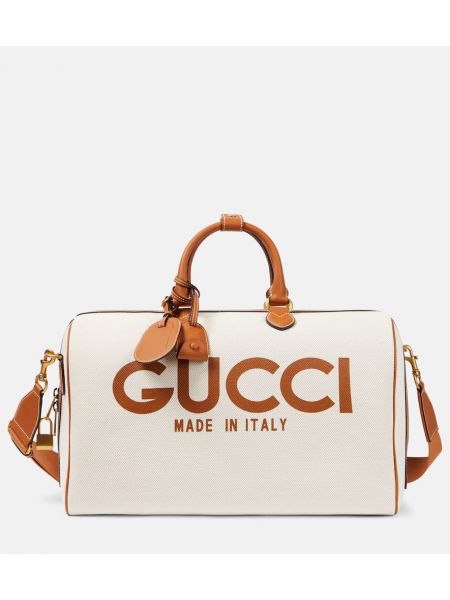 Bolsa de viaje de cuero Gucci beige
