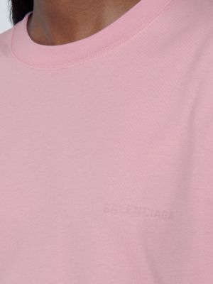 Medvilninis marškinėliai oversize Balenciaga rožinė