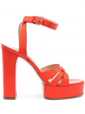 Kožne sandale od lakirane kože Casadei crvena