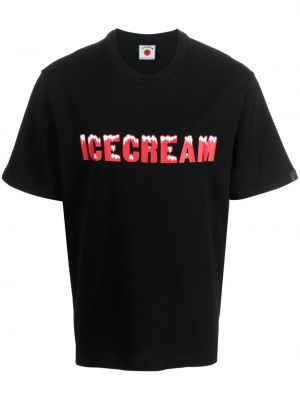 Памучна тениска с принт Icecream черно