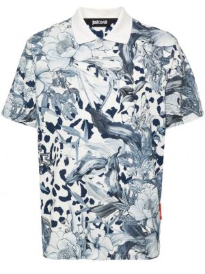 Bombažna polo majica s cvetličnim vzorcem s potiskom Just Cavalli