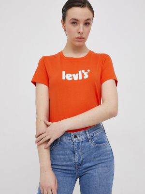 Bavlněné tričko Levi's oranžové