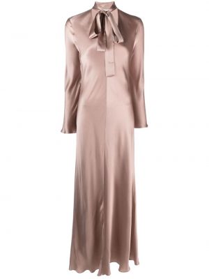 Hedvábné saténové večerní šaty Antonelli růžové