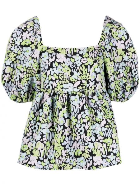 Peplum floral kort bluse Stine Goya svart