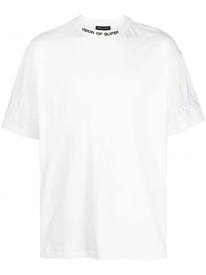 T-shirt mit stickerei aus baumwoll Vision Of Super weiß