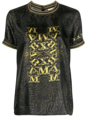 Копринена тениска с принт Max Mara черно