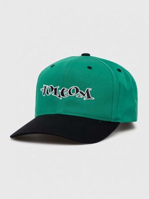 Памучна шапка с козирки с апликация Volcom зелено
