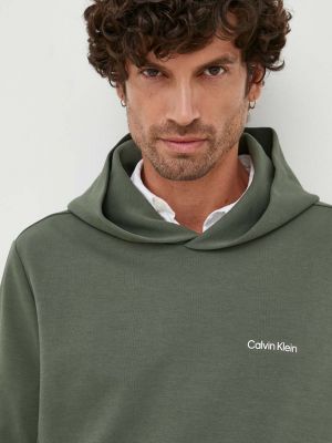 Суичър с качулка Calvin Klein зелено