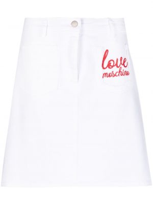 Дънкова пола бродирана Love Moschino бяло
