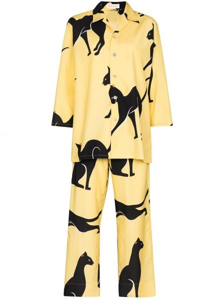 Pijama de seda Olivia Von Halle amarillo