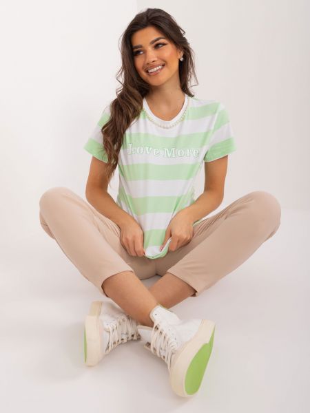 Raštuotas marškinėliai Fashionhunters žalia