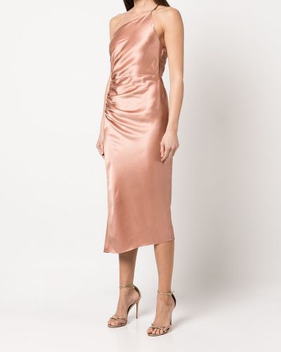 Hedvábné koktejlové šaty Michelle Mason růžové