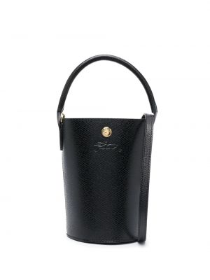 Iš natūralios odos rankinė per petį Longchamp juoda