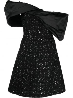 Asimetriškas suknele kokteiline su blizgučiais Giambattista Valli juoda