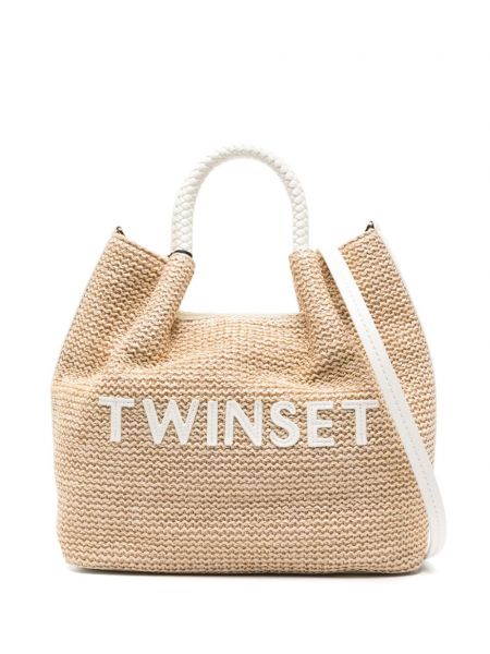 Pletena nakupovalna torba z vezenjem Twinset