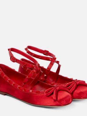 Szatén balerina cipők Valentino Garavani piros