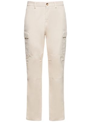 Spodnie cargo bawełniane Brunello Cucinelli białe